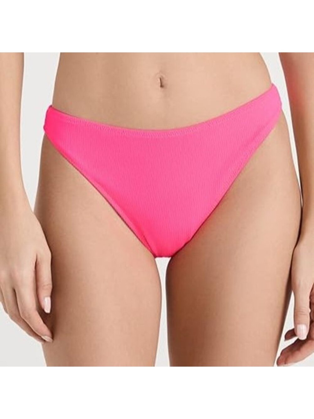 Good American Always Fits Better Bikini Bottom Pink Crinkle Rib GSW0145N 5/6